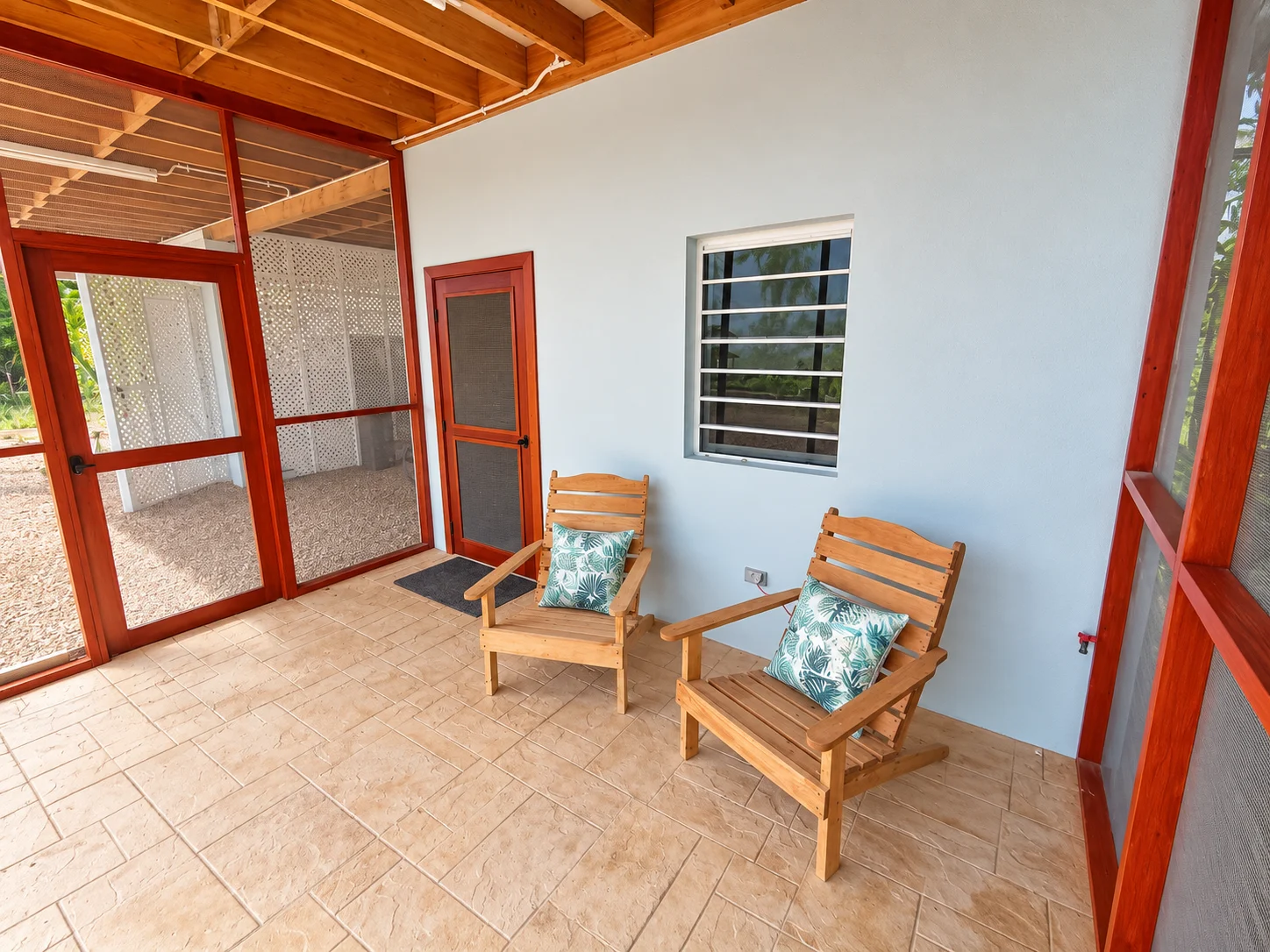 Relax on your screened garden patio